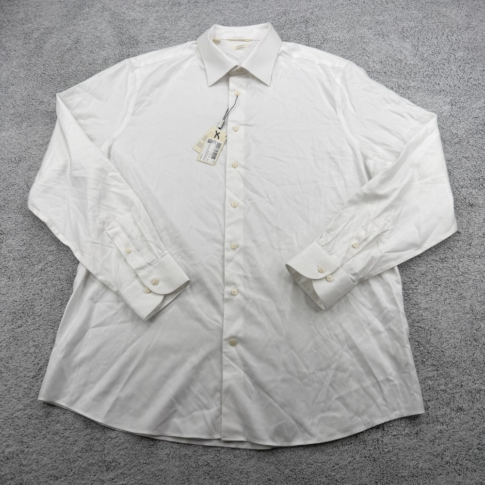 Suitsupply Traveller Dress Shirt Mens White 18 XXL White Royal Oxford Slim Fit